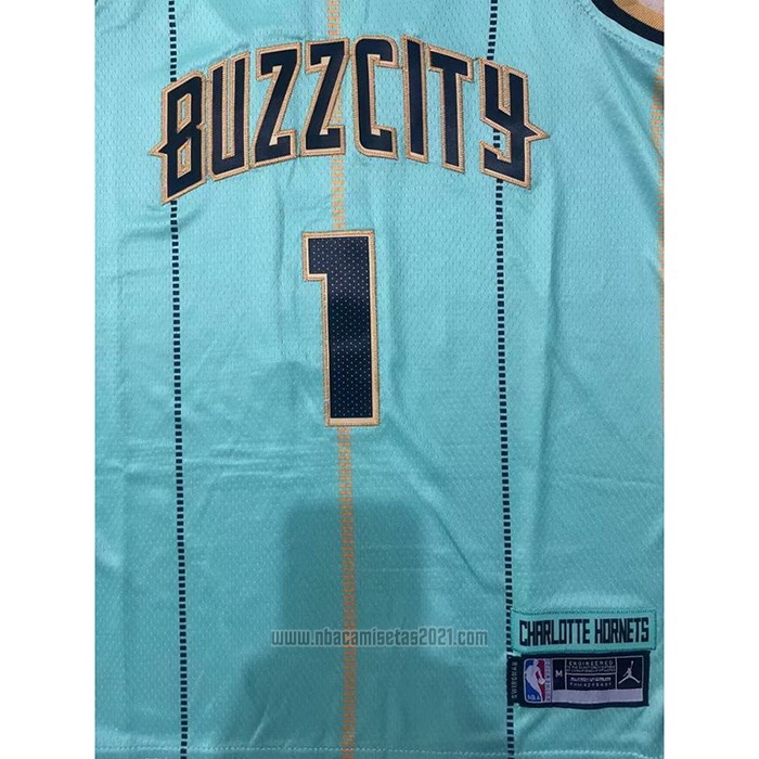 Camiseta Nino Charlotte Hornets LaMelo Ball #1 Ciudad 2020-21 Verde